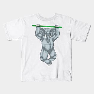 Elephant Bodybuilder Pull ups Bodybuilding Kids T-Shirt